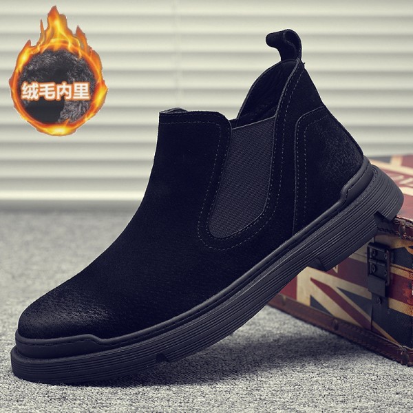Men's Shoes, Autumn And Winter Plush Insulation, Chelsea Boots, Men's Genuine Leather Martin Boots, Men's Workwear, High Top British Style Wolf Warrior Boots