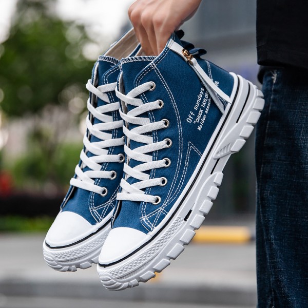 2023 Autumn New Korean Breathable High Top Men's Canvas Shoes Trendy Casual Board Shoes Versatile Student Single Shoes