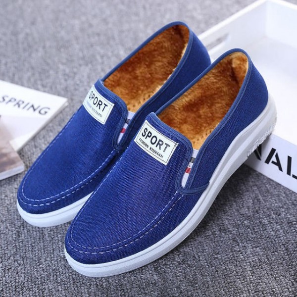Canvas Shoes Old Beijing Cloth Shoes Korean Edition Denim Student Shoes One Step Low Top Casual Men's Shoes One Piece Shipping