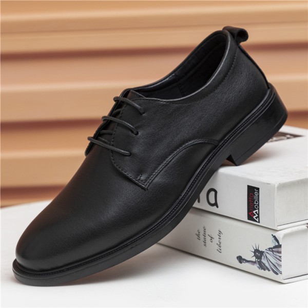 2023 New Top Layer Cowhide Business Dress Men's Leather Shoes With Low Top Round Head Front Lace Up Wedding Groom Leather Shoes