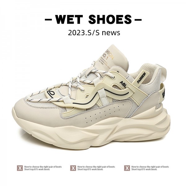 Thick Soled Casual Sports Shoes For Men In Autumn And Winter , New High-Altitude Dad Shoes, Korean Version Trendy Soft Soled Mesh Running Shoes