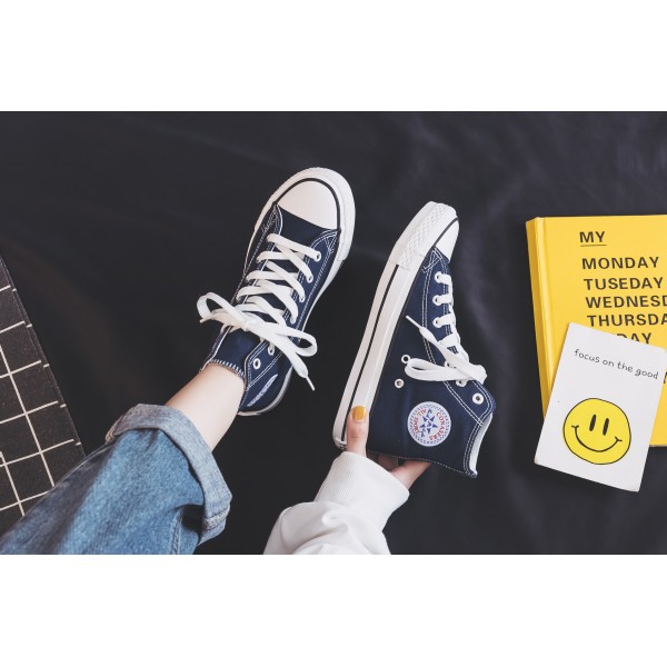 High Top Canvas Shoes For Men's Korean Version Trend 2023 Spring And Autumn New Harajuku Ulzzang Retro Versatile Student Board Shoes