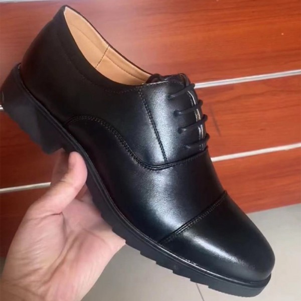 Men's Business And Leisure Leather Shoes, Three Joint Security Standard Work Shoes, Black Seasonal Leather Shoes, Soft Soles, Anti Slip Single Shoes