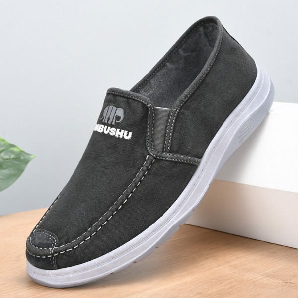 Old Beijing Cloth Shoes Spring And Autumn New Men's One Step Canvas Shoes Breathable And Odor Resistant Soft Sole Board Shoes Men's Casual Single Shoes
