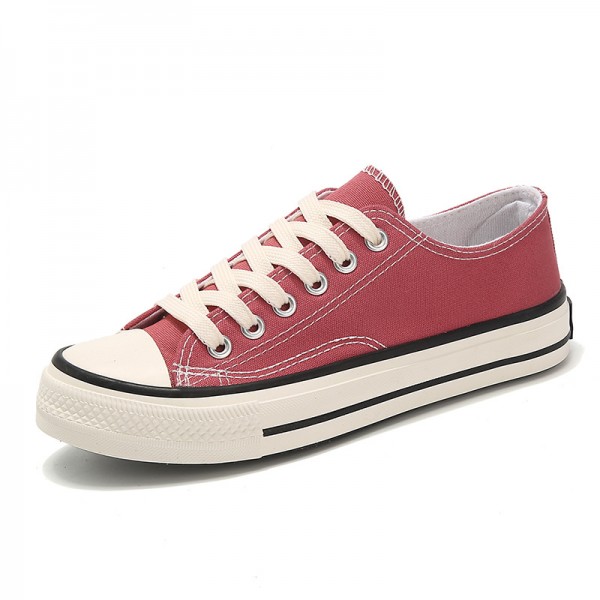 Korean Version Of Low Top Canvas Shoes For Couples, Trendy Shoes For Casual Students, Retro Lace Up Low Top Board Shoes For Students