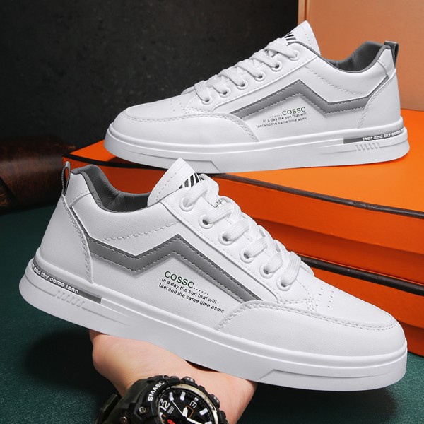 Men's Shoes  New Casual Men's Sports Little White Shoes Trend Versatile Leather Panel Shoes Autumn Waterproof Trendy Shoes