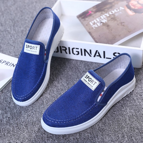 Canvas Shoes Old Beijing Cloth Shoes Korean Edition Denim Student Shoes One Step Low Top Casual Men's Shoes One Piece Shipping