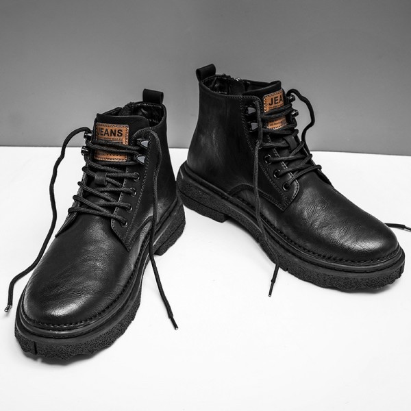 Martin Boots Men's 2023 New Instagram Trendy Spring And Autumn High Cut Genuine Leather Motorcycle Leather Boots Men's British Work Clothes Boots Waterproof