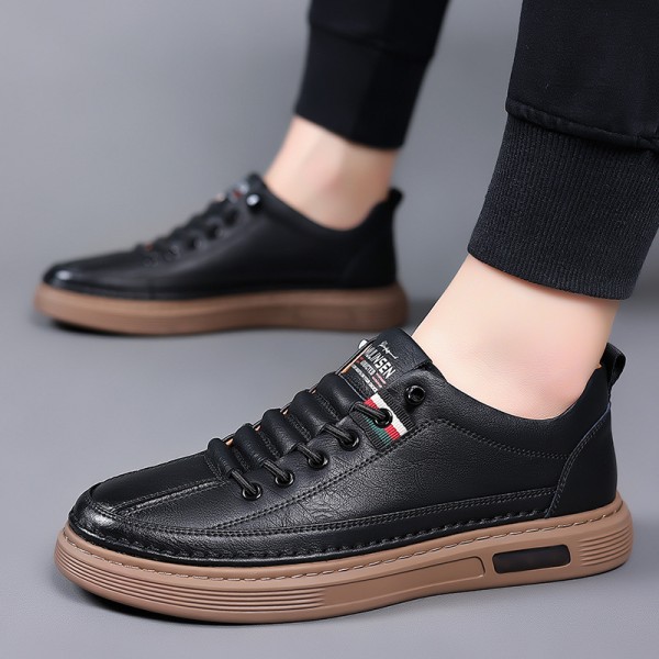 Men's Shoes Spring And Autumn 2023 New Trend Versatile Men's Casual Shoes Board Shoes Genuine Leather Soft Sole Breathable Leather Shoes