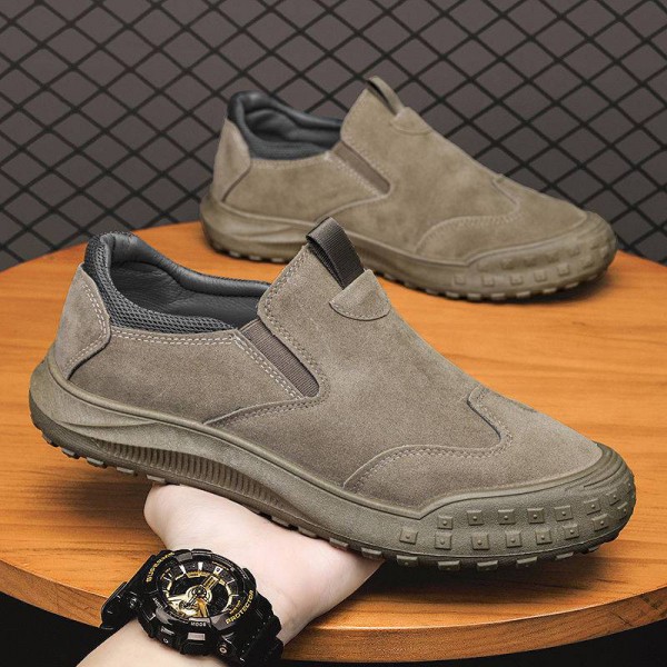 Men's Shoes, Autumn New Breathable Labor Protection Shoes, Men's Low Cut Waterproof, Anti Slip, Wear-Resistant, One Footed Lazy Outdoor Work Shoes
