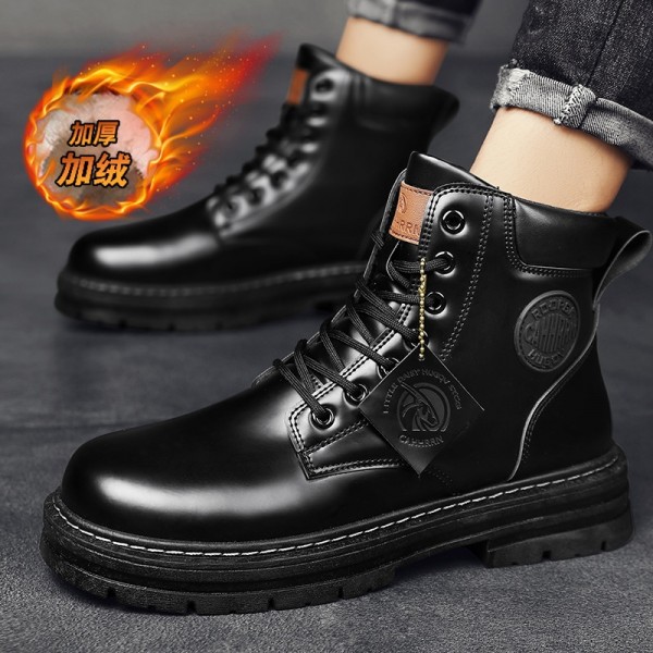 Big Martin Boots For Men's Autumn And Winter High-Heeled Work Clothes Boots For Men's British Style Plush Men's Shoes Increase In Height By 2023