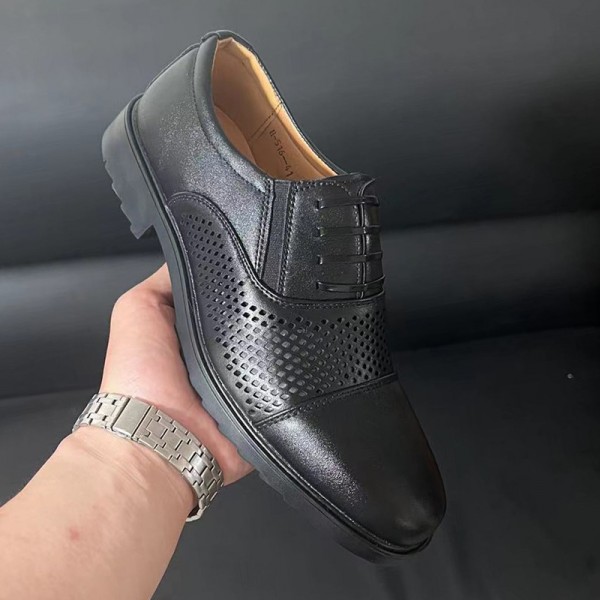 Men's Business And Leisure Leather Shoes, Three Joint Security Standard Work Shoes, Black Seasonal Leather Shoes, Soft Soles, Anti Slip Single Shoes