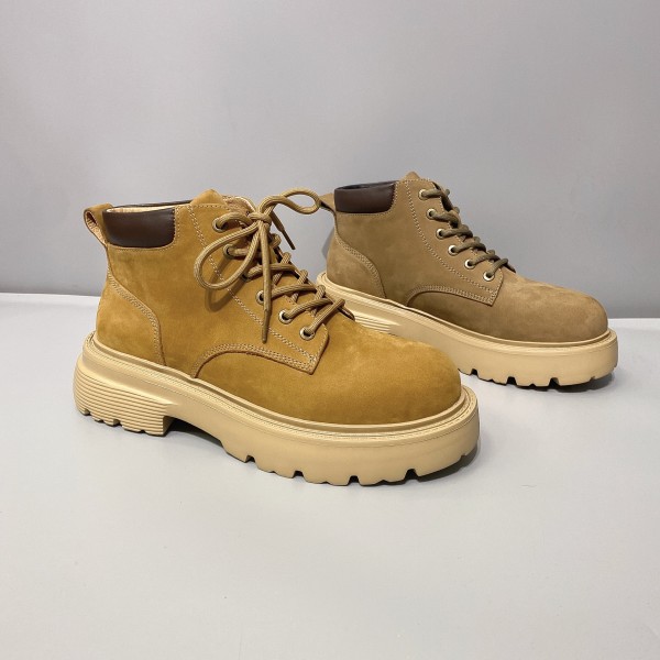Autumn And Winter Martin Boots, Men's Genuine Leather Top Layer Cowhide Short Boots, British Versatile Workwear Trend, Medium High Top Men's Shoes