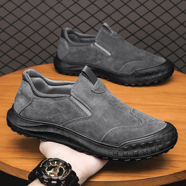 Men's Shoes, Autumn New Breathable Labor Protection Shoes, Men's Low Cut Waterproof, Anti Slip, Wear-Resistant, One Footed Lazy Outdoor Work Shoes