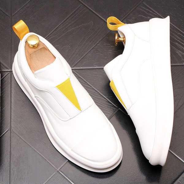 Summer Little White Shoes With One Step Leather Shoes British White Men's Casual Board Shoes Cover Feet Lefu Shoes Internet Red Lazy Shoes