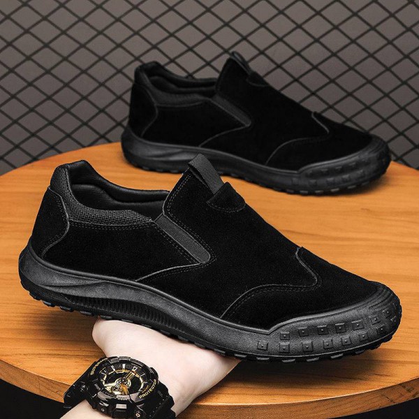 Men's Shoes, Autumn New Breathable Labor Protection Shoes, Men's Low Cut Waterproof, Anti Slip, Wear-Resistant, One Footed Lazy Outdoor Work Shoes